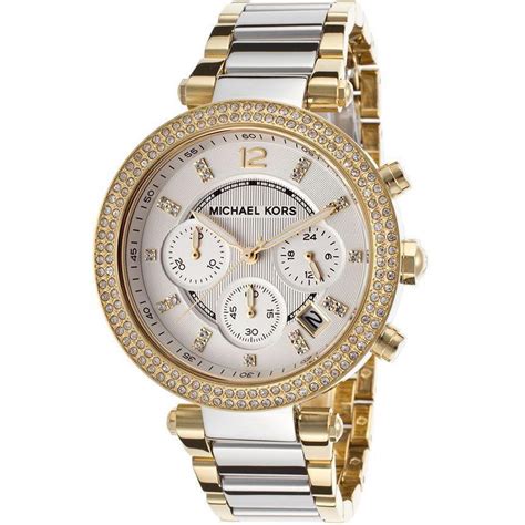 Michael Kors Parker Chronograph Silver Dial Two Tone Steel 